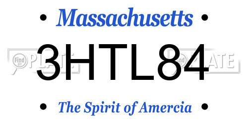 3HTL84 Massachusetts License Plate