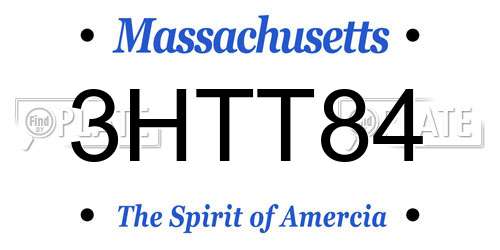 3HTT84 Massachusetts License Plate