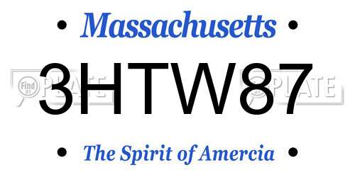 3HTW87 Massachusetts License Plate