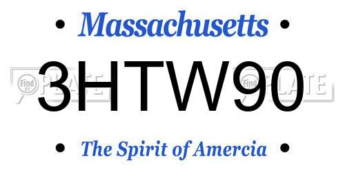 3HTW90 Massachusetts License Plate