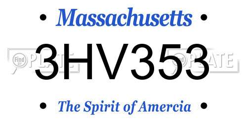 3HV353 Massachusetts License Plate