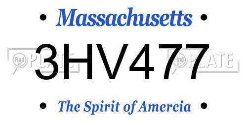 3HV477 Massachusetts License Plate