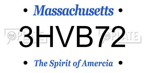 3HVB72 Massachusetts License Plate