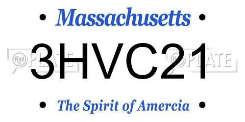 3HVC21 Massachusetts License Plate