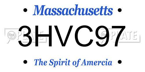 3HVC97 Massachusetts License Plate