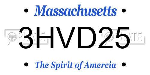 3HVD25 Massachusetts License Plate