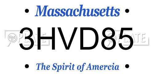 3HVD85 Massachusetts License Plate