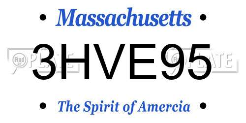 3HVE95 Massachusetts License Plate