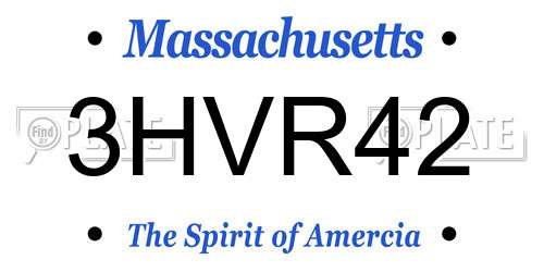 3HVR42 Massachusetts License Plate