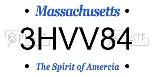 3HVV84 Massachusetts License Plate