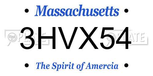 3HVX54 Massachusetts License Plate