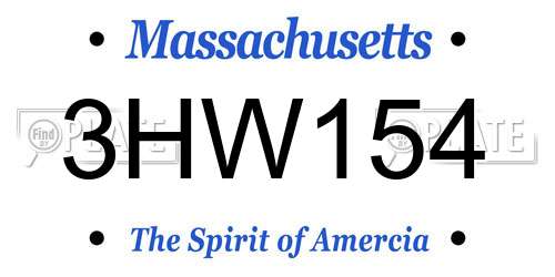 3HW154 Massachusetts License Plate