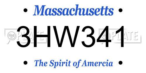 3HW341 Massachusetts License Plate