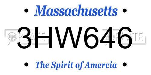 3HW646 Massachusetts License Plate