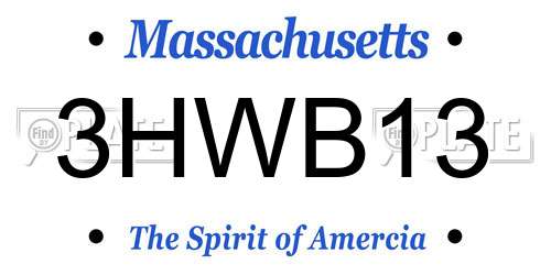 3HWB13 Massachusetts License Plate