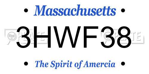 3HWF38 Massachusetts License Plate
