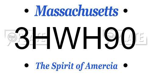 3HWH90 Massachusetts License Plate