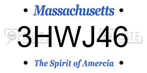 3HWJ46 Massachusetts License Plate