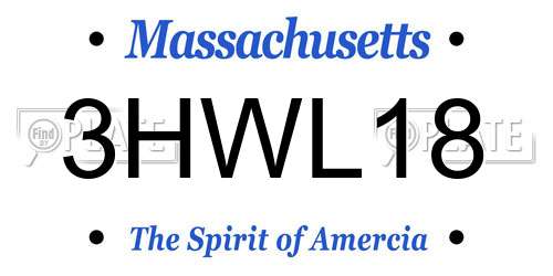 3HWL18 Massachusetts License Plate