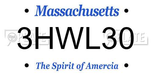 3HWL30 Massachusetts License Plate
