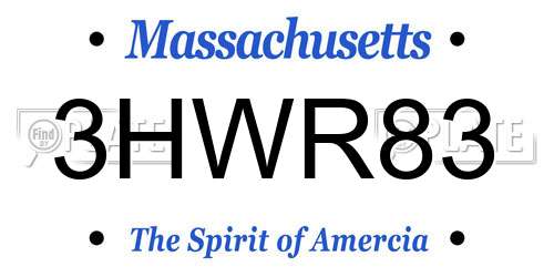 3HWR83 Massachusetts License Plate