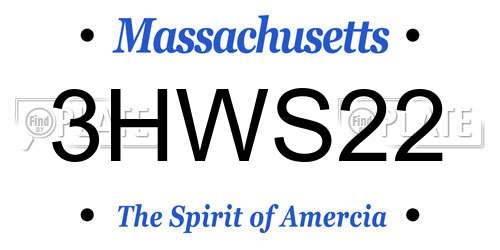 3HWS22 Massachusetts License Plate
