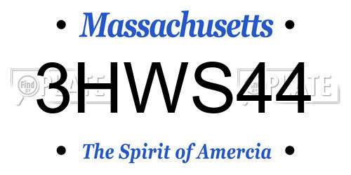 3HWS44 Massachusetts License Plate