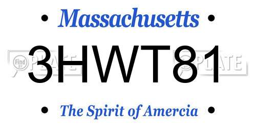 3HWT81 Massachusetts License Plate