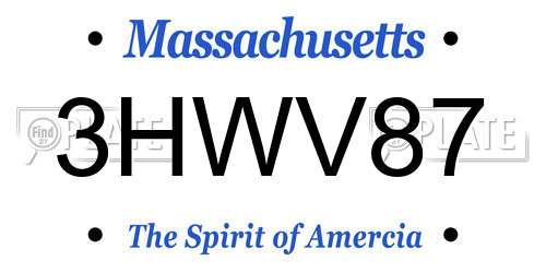 3HWV87 Massachusetts License Plate