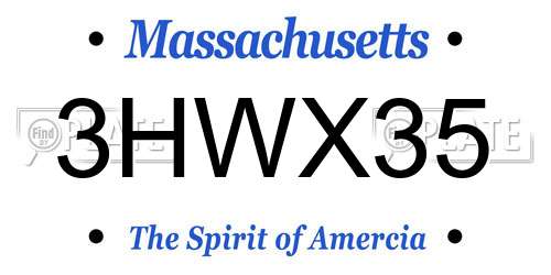 3HWX35 Massachusetts License Plate
