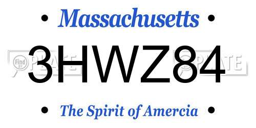 3HWZ84 Massachusetts License Plate
