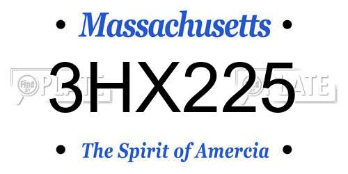 3HX225 Massachusetts License Plate