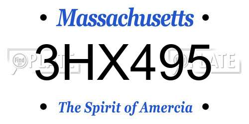 3HX495 Massachusetts License Plate