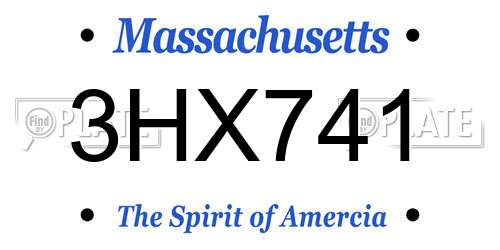 3HX741 Massachusetts License Plate