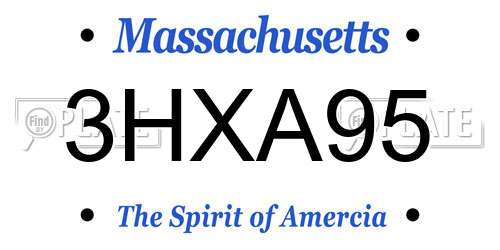 3HXA95 Massachusetts License Plate