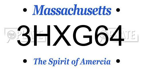 3HXG64 Massachusetts License Plate