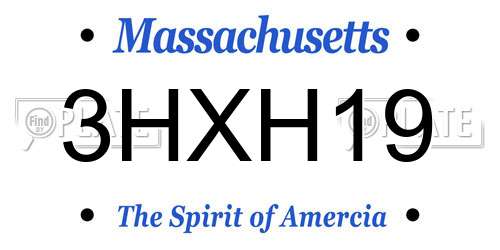 3HXH19 Massachusetts License Plate