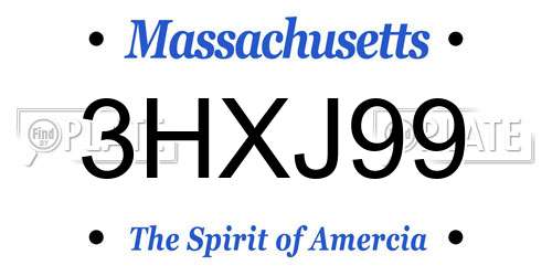 3HXJ99 Massachusetts License Plate