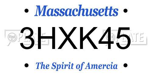3HXK45 Massachusetts License Plate