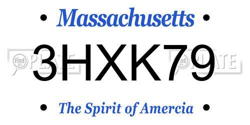 3HXK79 Massachusetts License Plate