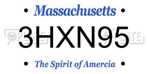 3HXN95 Massachusetts License Plate