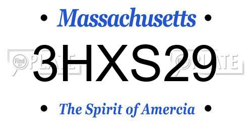 3HXS29 Massachusetts License Plate