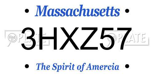 3HXZ57 Massachusetts License Plate