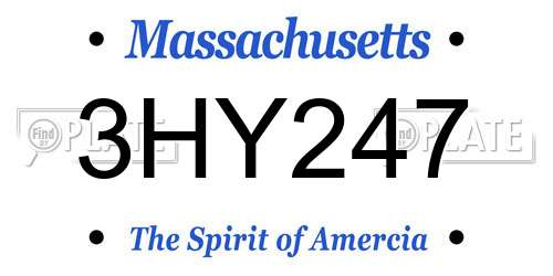 3HY247 Massachusetts License Plate