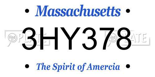 3HY378 Massachusetts License Plate
