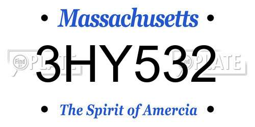 3HY532 Massachusetts License Plate