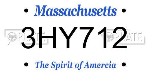 3HY712 Massachusetts License Plate