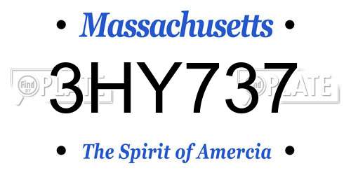 3HY737 Massachusetts License Plate