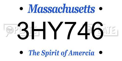 3HY746 Massachusetts License Plate