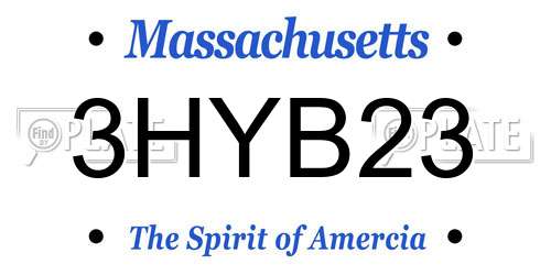 3HYB23 Massachusetts License Plate